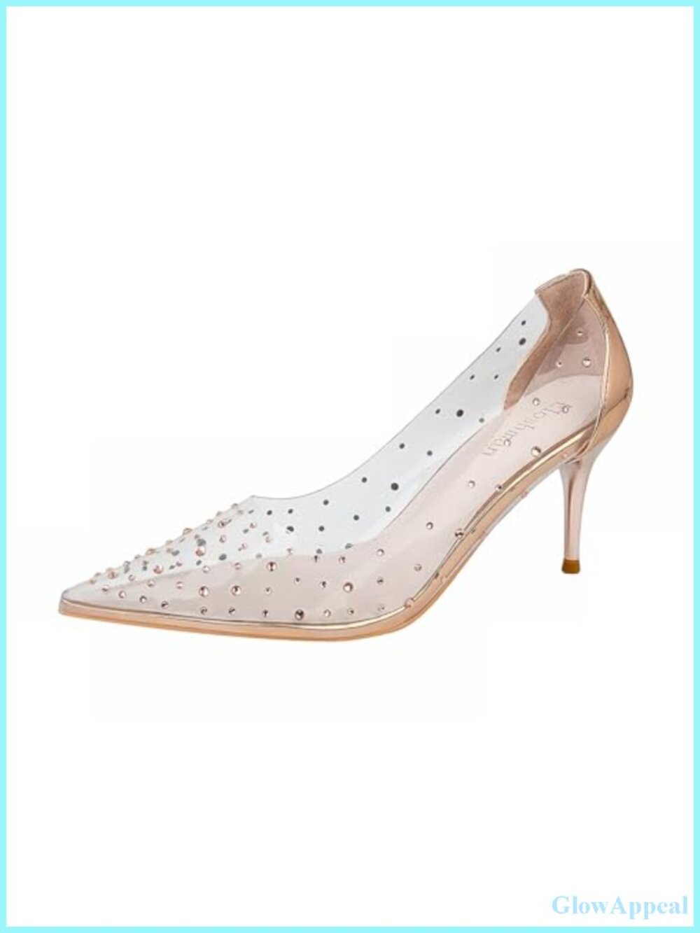Rhinestone Clear Leather Stiletto Pumps Pointed Toe Slip On High Heels Party